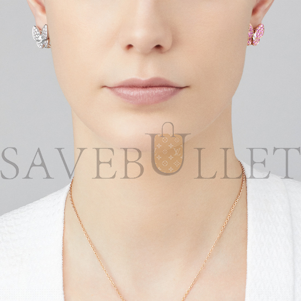 van cleef arpels two butterfly earrings - white gold, Di*m*nd, sapphire  vcaro3m600